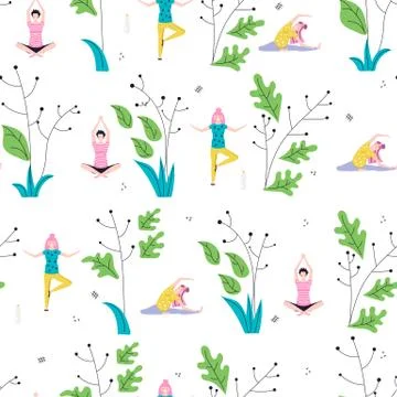 Seamless pattern made of Yoga class Stock Illustration