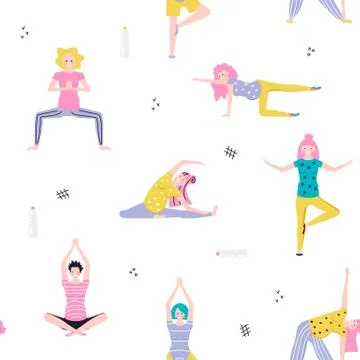 Seamless pattern made of Yoga class Stock Illustration