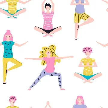 Seamless pattern made of Yoga class Stock Illustration