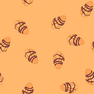 Seamless pattern madeleine cookie with chocolate drizzle baking dessert Stock Illustration