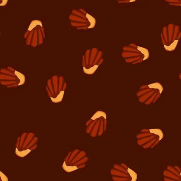 Seamless pattern madeleine dipped in chocolate, presenting a sweet dessert Stock Illustration