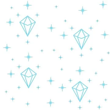 Seamless pattern of magic crystal gem with glowing shine. Flat design. Crysta Illustrazione stock