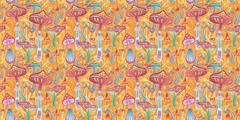 Seamless Pattern with Magic mushrooms Stock Illustration