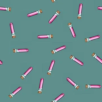 Seamless pattern magic potion bottle cartoon vector Stock Illustration