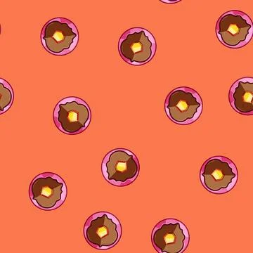 Seamless pattern Magic shield game icon with glowing central gem Stock Illustration