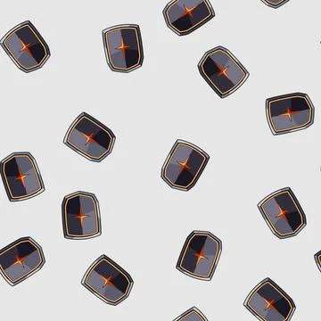 Seamless pattern Magic shield icon presenting game asset protection Stock Illustration
