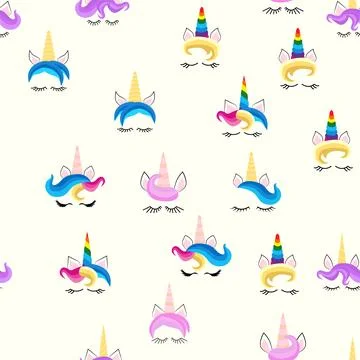 Seamless pattern magical unicorn on white background, vector illustration Stockillustratie