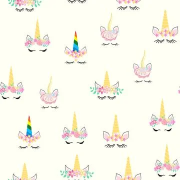 Seamless pattern magical unicorn on white background, vector illustration Stockillustratie