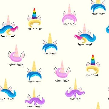 Seamless pattern magical unicorn on white background, vector illustration 스톡 일러스트
