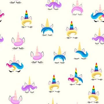 Seamless pattern magical unicorn on white background, vector illustration イラスト素材