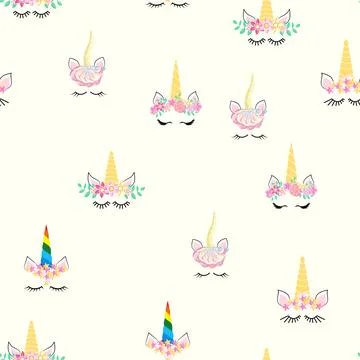 Seamless pattern magical unicorn on white background, vector illustration Illustrazione stock