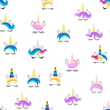 Seamless pattern magical unicorn on white background, vector illustration Stockillustratie