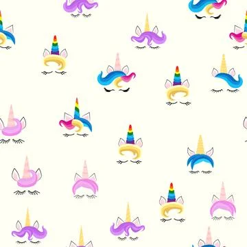 Seamless pattern magical unicorn on white background, vector illustration 스톡 일러스트