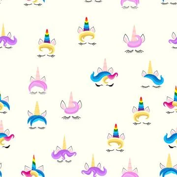 Seamless pattern magical unicorn on white background, vector illustration Stockillustratie