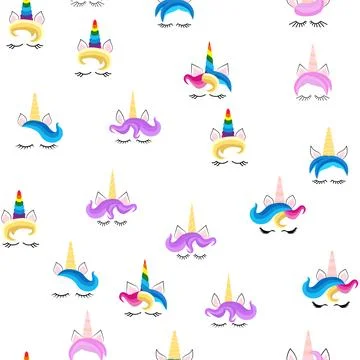 Seamless pattern magical unicorn on white background, vector illustration Stockillustratie