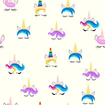 Seamless pattern magical unicorn on white background, vector illustration Stockillustratie