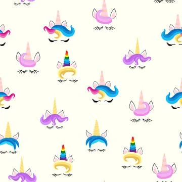 Seamless pattern magical unicorn on white background, vector illustration Stockillustratie