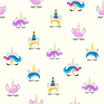 Seamless pattern magical unicorn on white background, vector illustration イラスト素材