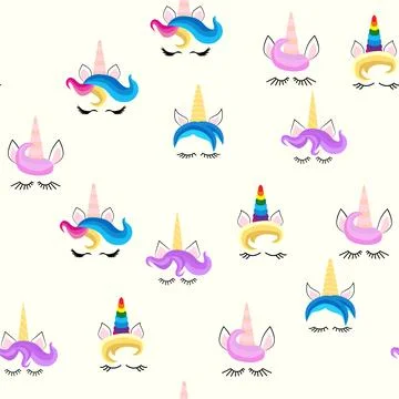 Seamless pattern magical unicorn on white background, vector illustration イラスト素材