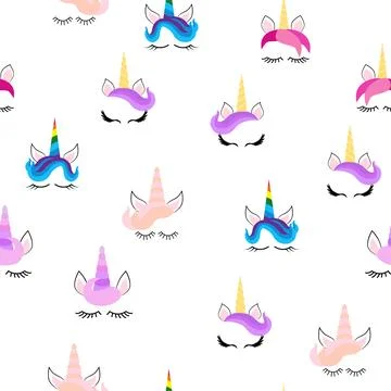 Seamless pattern magical unicorn on white background, vector illustration Stockillustratie