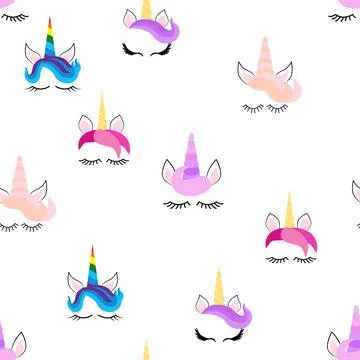 Seamless pattern magical unicorn on white background, vector illustration イラスト素材
