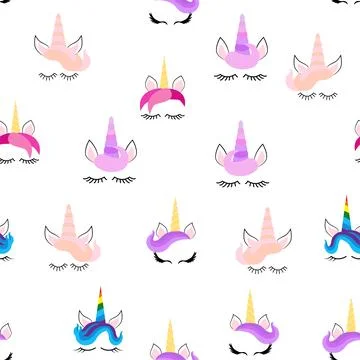 Seamless pattern magical unicorn on white background, vector illustration Stock Illustration