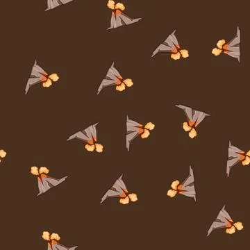 Seamless pattern magma volcano eruption cartoon vector Stock Illustration