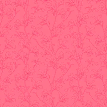 Seamless pattern with magnolia tree blossom. Pink floral background with branch Stock Illustration