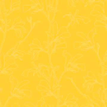 Seamless pattern with magnolia tree blossom. Yellow floral background with Stock Illustration