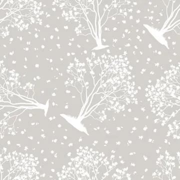 Seamless Pattern, Magnolia Trees Stock Illustration