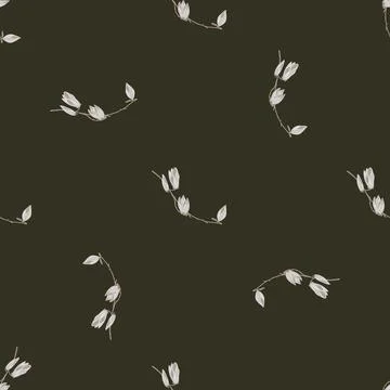 Seamless pattern Magnolias on dark background. Beautiful texture with gray fl Stock Illustration