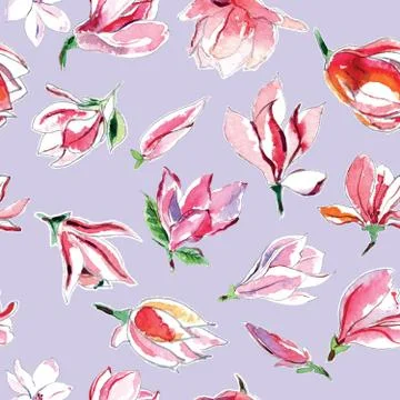 Seamless pattern of magnolias Illustrazione stock