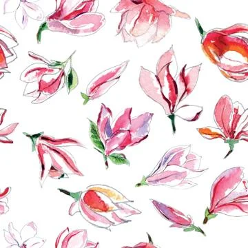 Seamless pattern of magnolias Illustrazione stock
