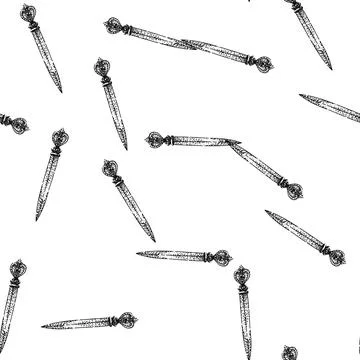 Seamless pattern mail letter opener sketch hand drawn Stock Illustration