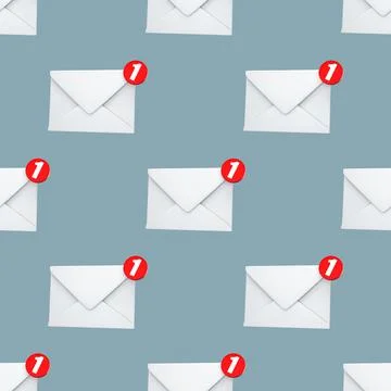 Seamless pattern mail notification one new email message in the inbox concept Stock Illustration