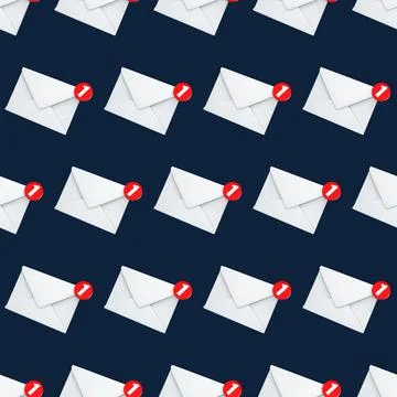 Seamless pattern mail notification one new email message in the inbox concept Stock Illustration