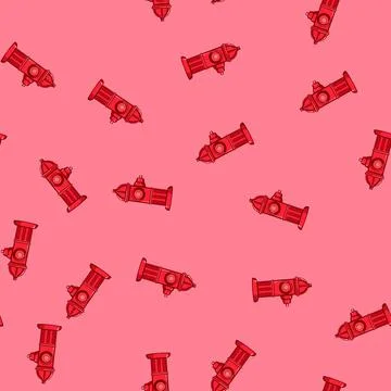 Seamless pattern maintenance fire hydrant cartoon vector Stock Illustration