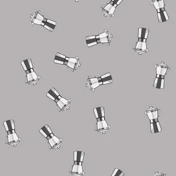Seamless pattern maker moka pot coffee cartoon vector Stock Illustration