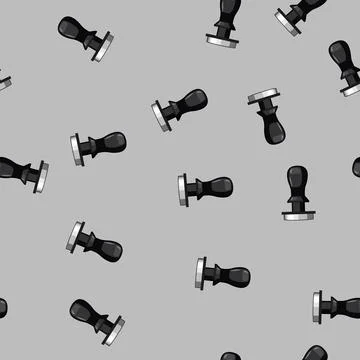 Seamless pattern maker tamper coffee cartoon vector Stock Illustration
