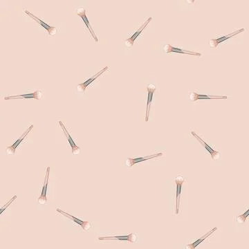 Seamless pattern makeup cosmetic brush cartoon vector Stock Illustration