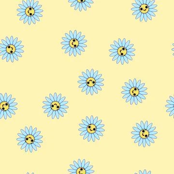 Seamless pattern makeup flower face cartoon vector Stock Illustration