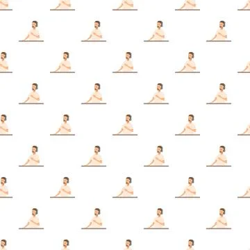 Seamless pattern of male operator with headset working online support Stock Illustration