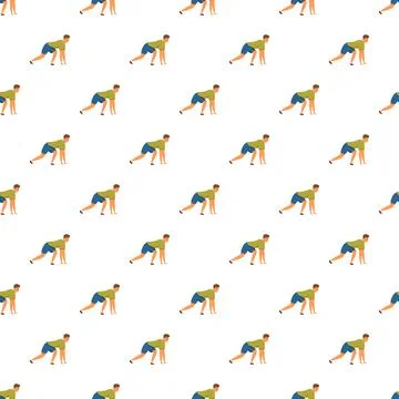 Seamless pattern with male runners in starting position Stock Illustration