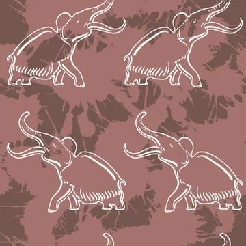 Seamless pattern with mammoth Stock Illustration