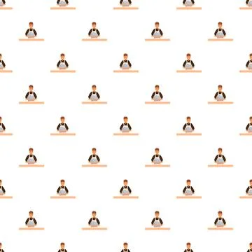 Seamless pattern with a man baker kneading dough Illustrazione stock