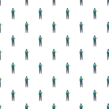 Seamless pattern with man carrying backpack hitchhiking Stock Illustration