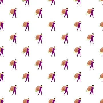 Seamless pattern of man carrying money bag Stock Illustration