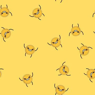 Seamless pattern man coin character cartoon vector 스톡 일러스트