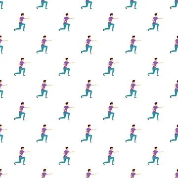 Seamless pattern of man doing fitness lunges Stock Illustration
