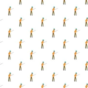 Seamless pattern of a man fishing Stock Illustration